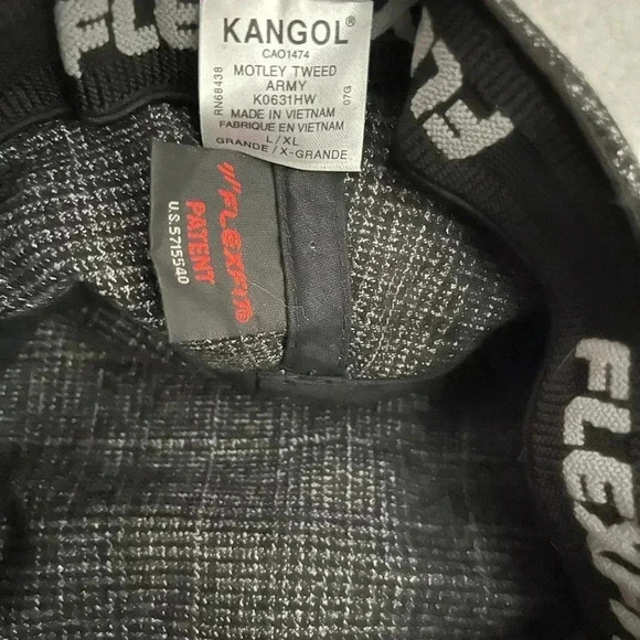 [L/XL]Kangol  Textured Flexfit Wool/ Nylon Blend Motley Tweed Army Hat - Picture 6 of 10